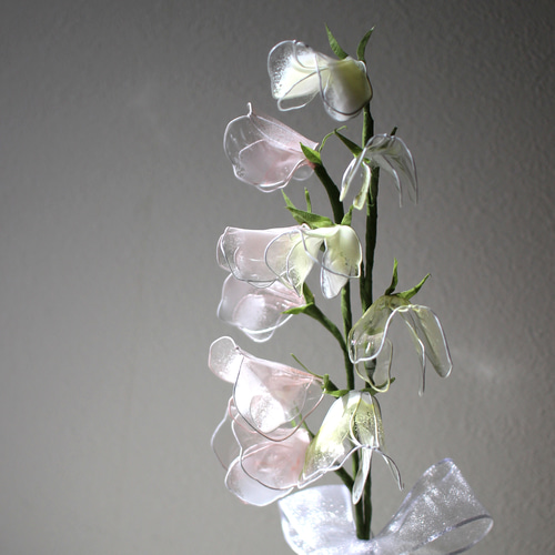 ガラスの花瓶つき♪光に透けるスイートピー〈Dip Art〉2本セット