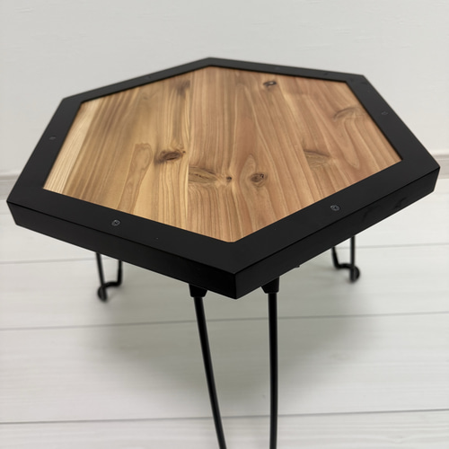 UNPLUGGED 六角形折りたたみテーブル 六角形折り畳み木製テーブル