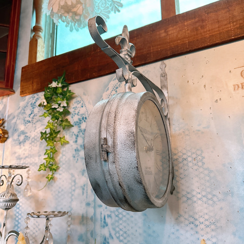 おしゃれな壁掛け時計 №.2 両面時計ウォールクロック アンティーク時計 おしゃれな壁掛け時計 №.2 両面時計ウォールクロック