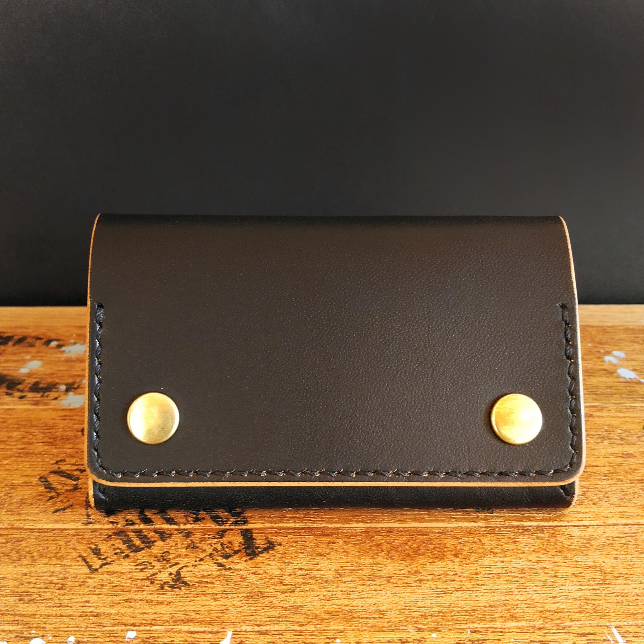 【栃木レザー　茶芯ブラック】 名刺入れ・カードケース