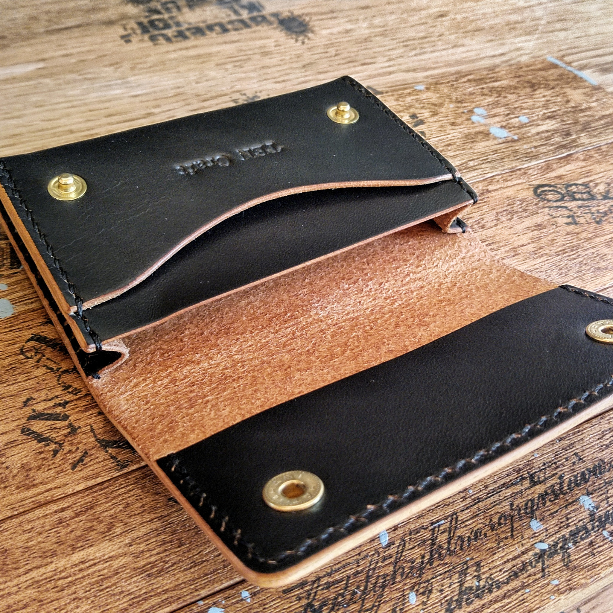 【栃木レザー　茶芯ブラック】 名刺入れ・カードケース