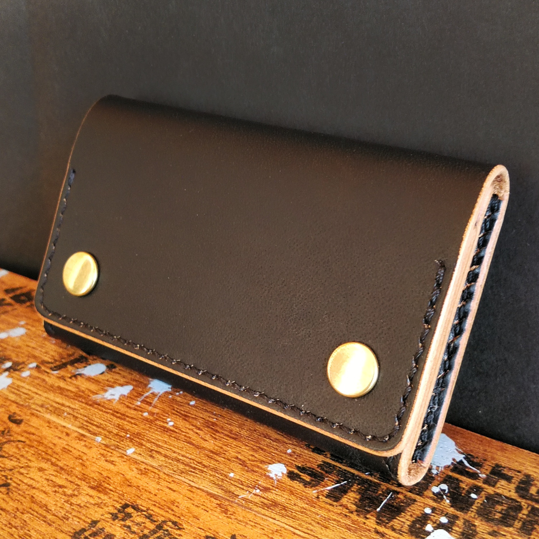 【栃木レザー　茶芯ブラック】 名刺入れ・カードケース