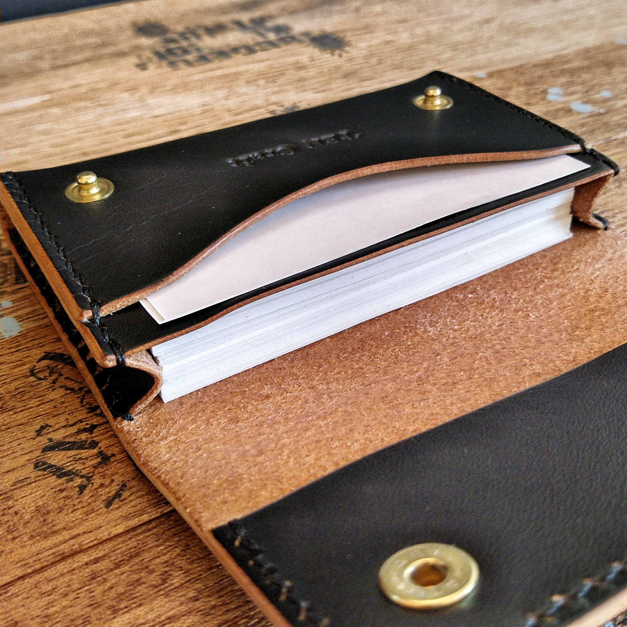 【栃木レザー　茶芯ブラック】 名刺入れ・カードケース