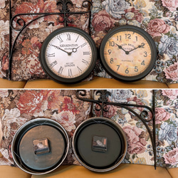 おしゃれな壁掛け時計 №.4  両面時計ウォールクロック  アンティーク時計  回転式  艶無しブラック 9枚目の画像