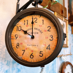 おしゃれな壁掛け時計 №.4  両面時計ウォールクロック  アンティーク時計  回転式  艶無しブラック 7枚目の画像