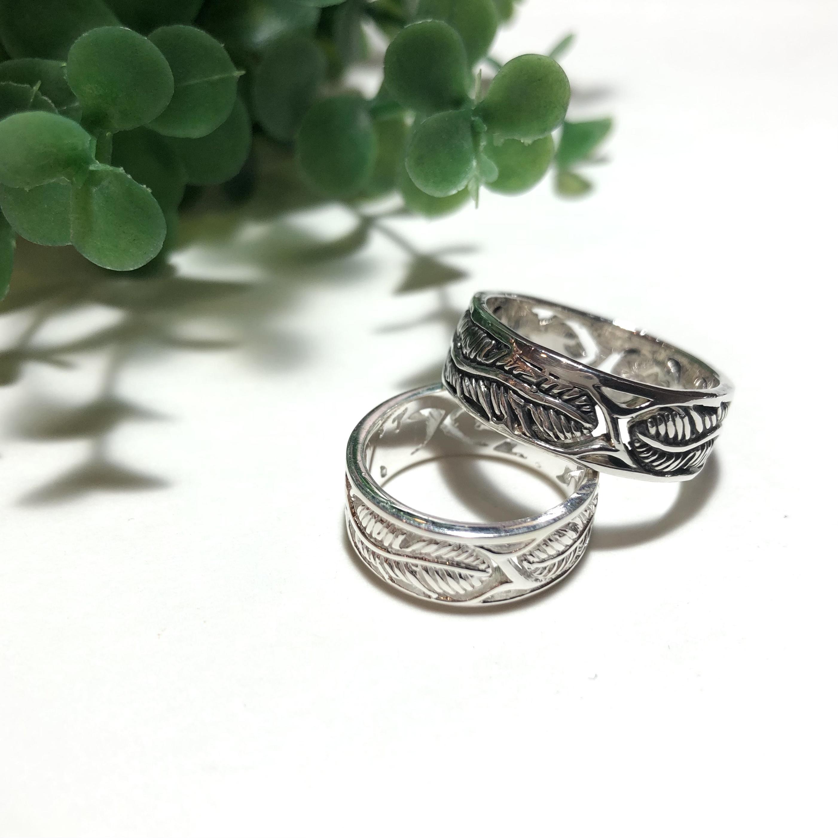 純銀製＊フェザー透かしデザインリング【送料無料】 9,900円