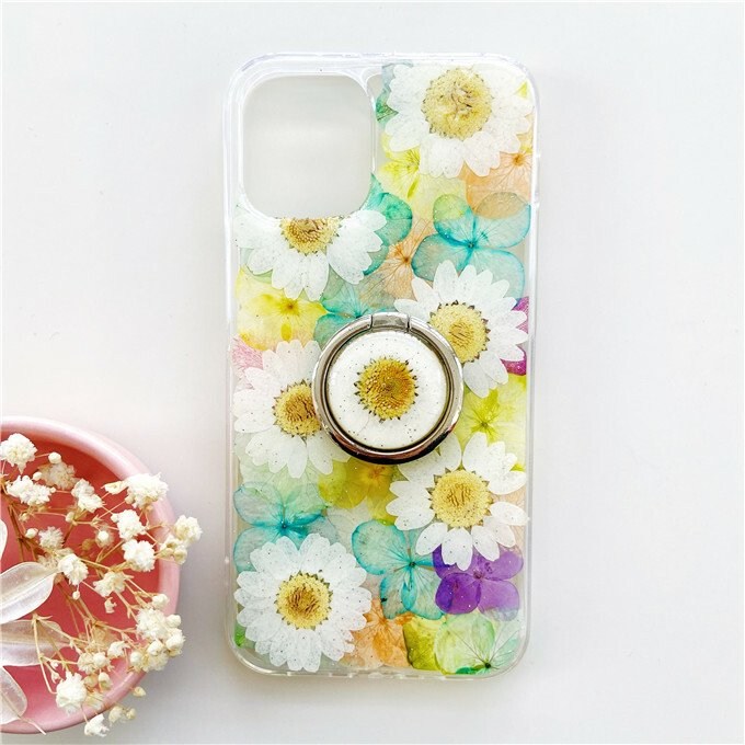 ＜名入無料＞押し花ケース、リング付き、全機種対応、iPhone16e 、iPhone用、Android用