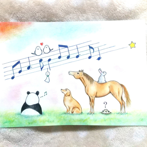 動物達の音楽会　絵画 動物たちの音楽会」 イラスト cocoloya 通販 19023108｜Creema