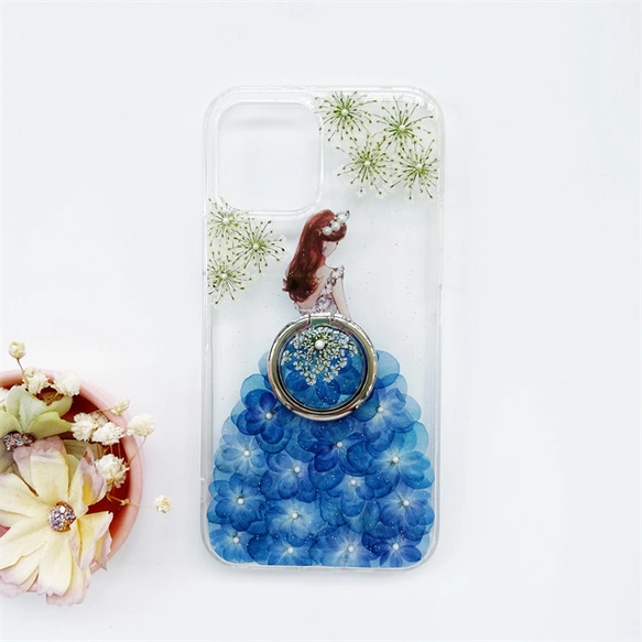 ＜名入無料＞押し花ケース、リング付き、全機種対応、iPhone13 、Google Pixel 9、Android用