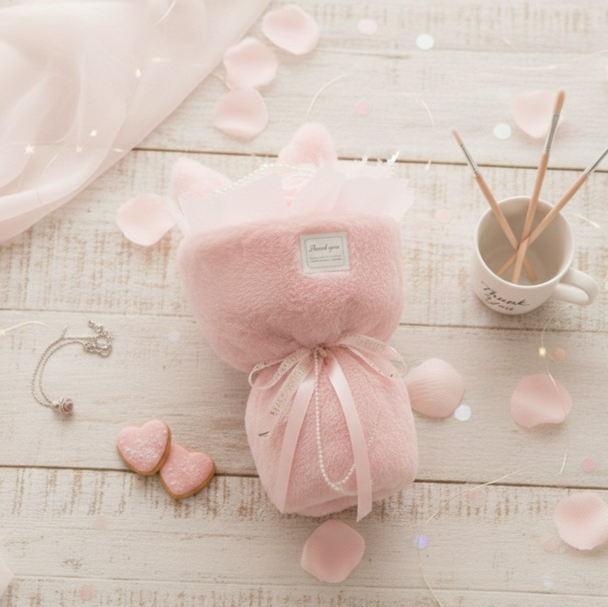 うさぎモチーフのピンクブーケ｜アーティフィシャルフラワー｜誕生日・母の日ギフトに」