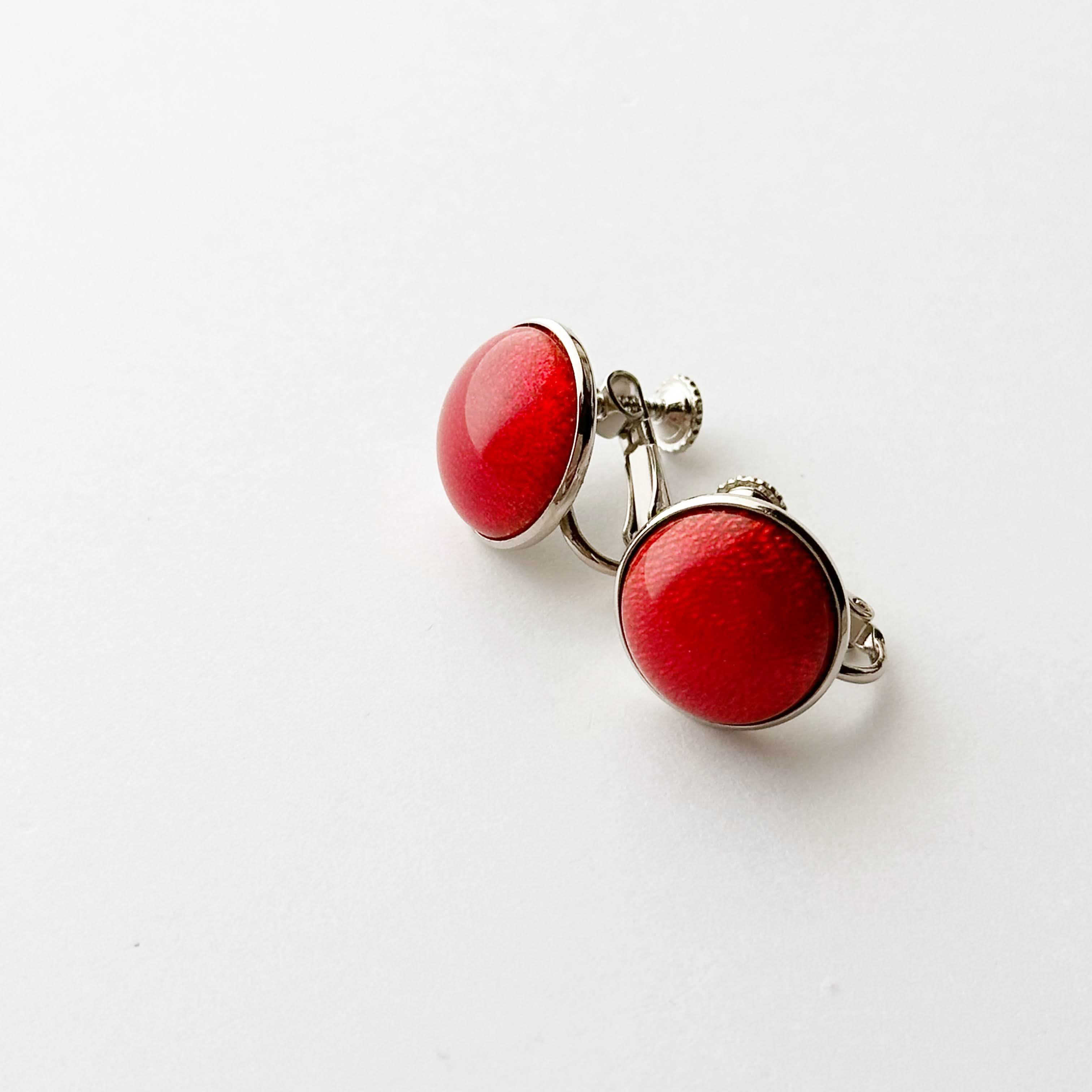 セピア（大） 七宝焼のイヤリング 純銀張七宝