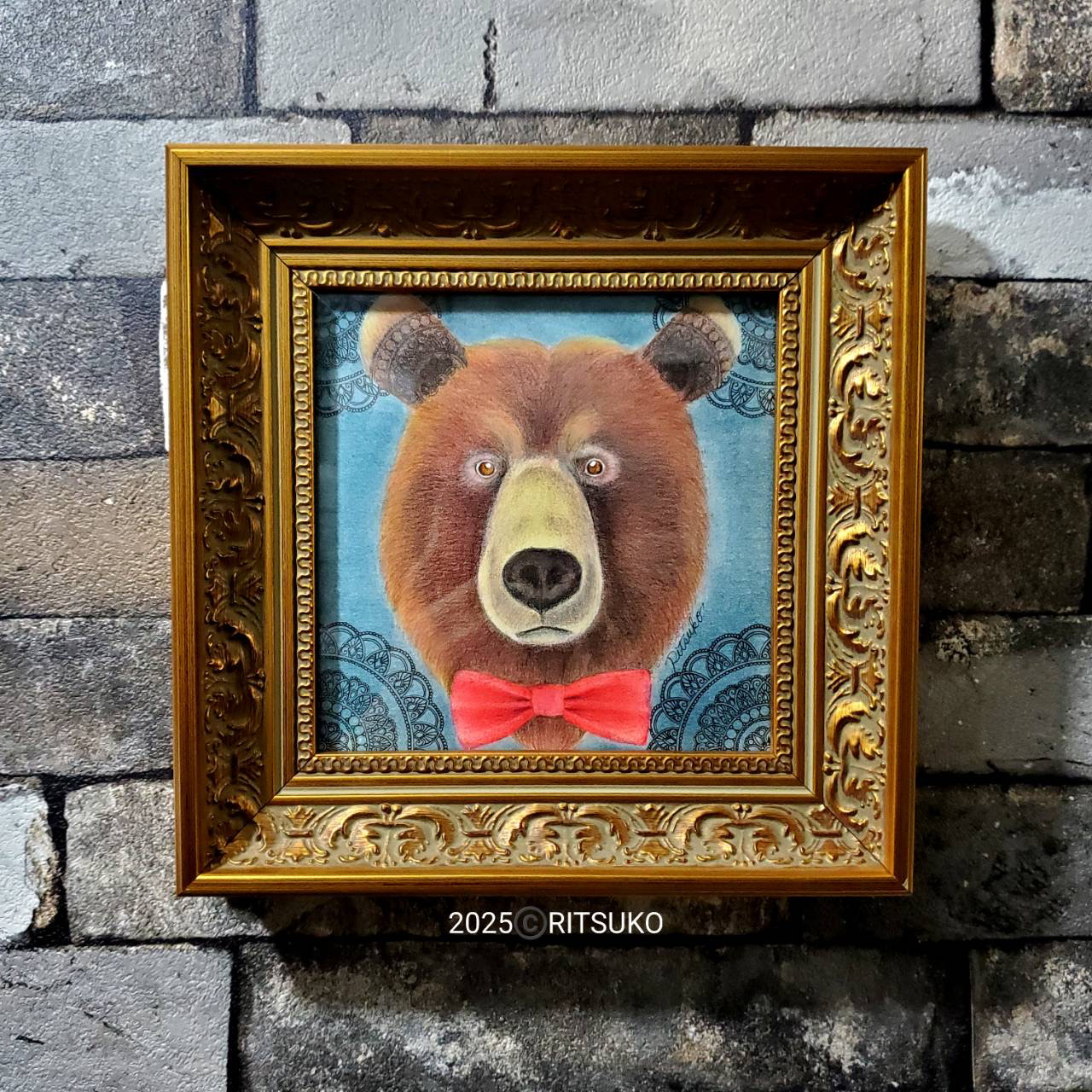 クマの油絵【覇者】1点物の原画◆作者サイン入り/SMサイズキャンバス