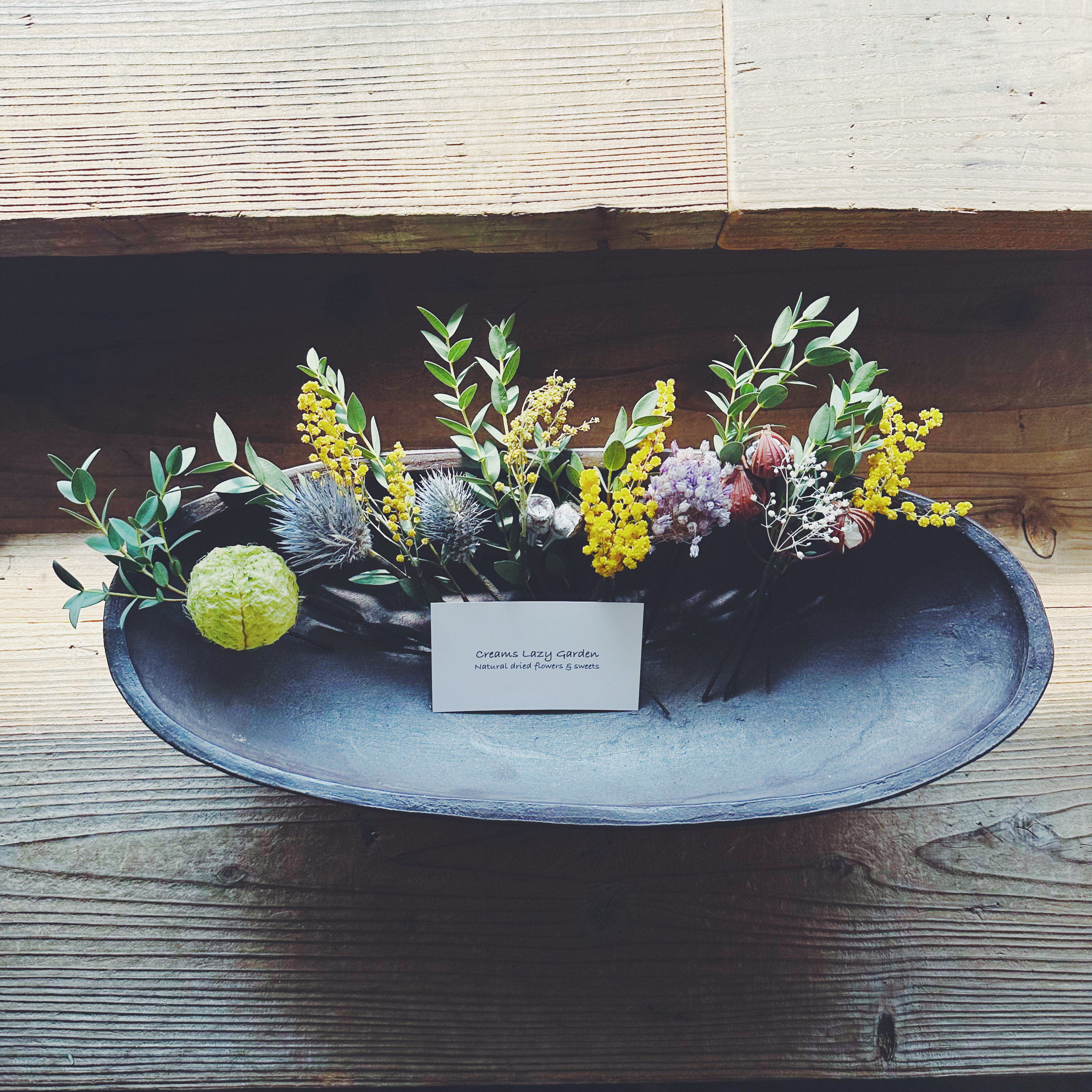 100 Dreird flowers head dress  Mimosa /   ヘッドドレス ミモザとエリンジューム