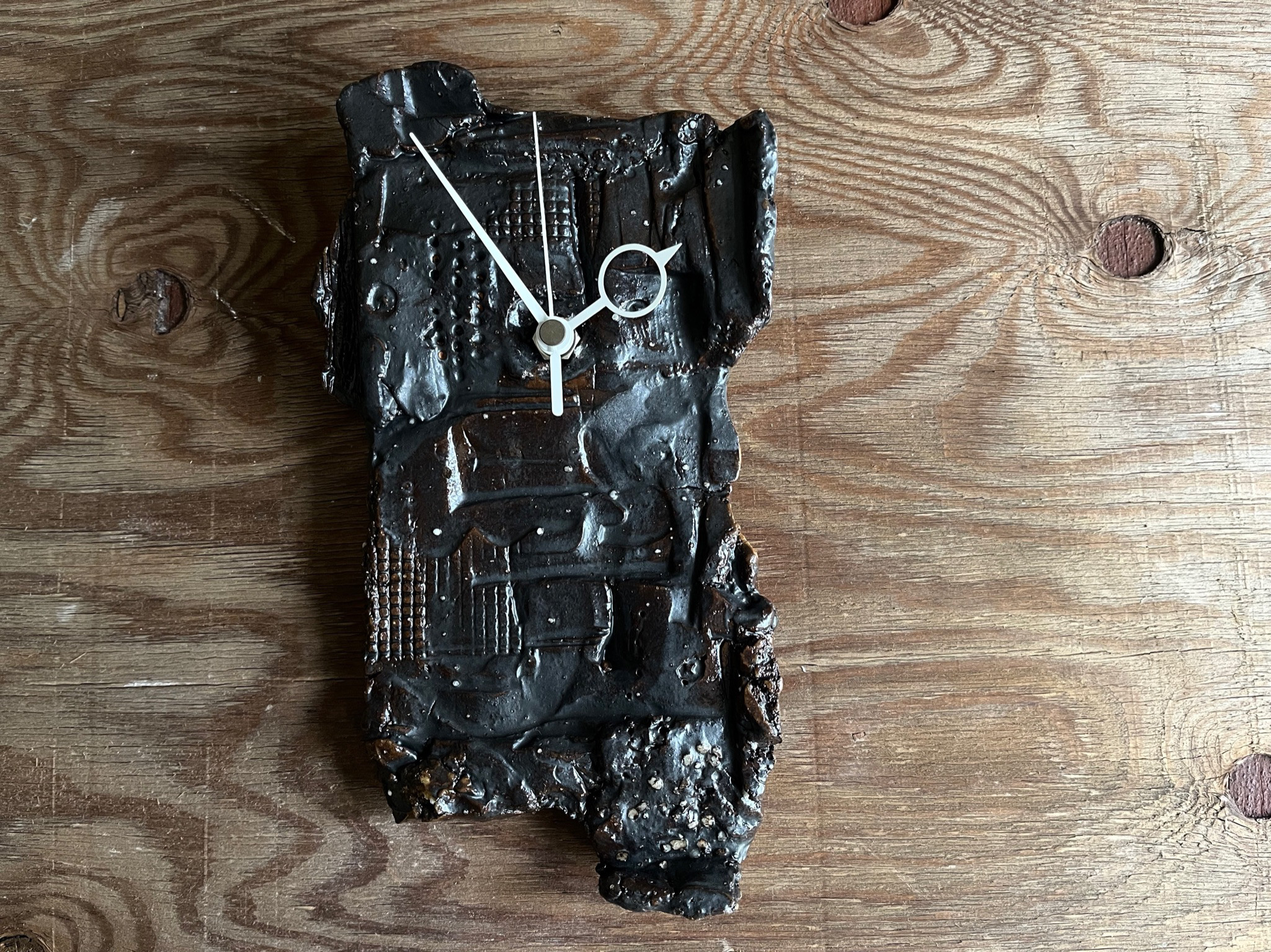 黒POP象嵌 25cm角掛け時計