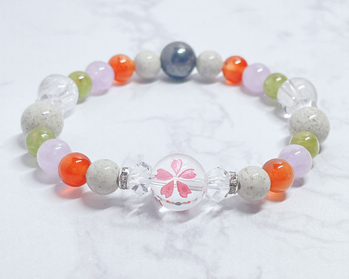 HIMAWARIさん専用 北投石 ブレスレット あらゆる病気や怪我の治療・手術のお守り 水晶桜入り スギライト 北