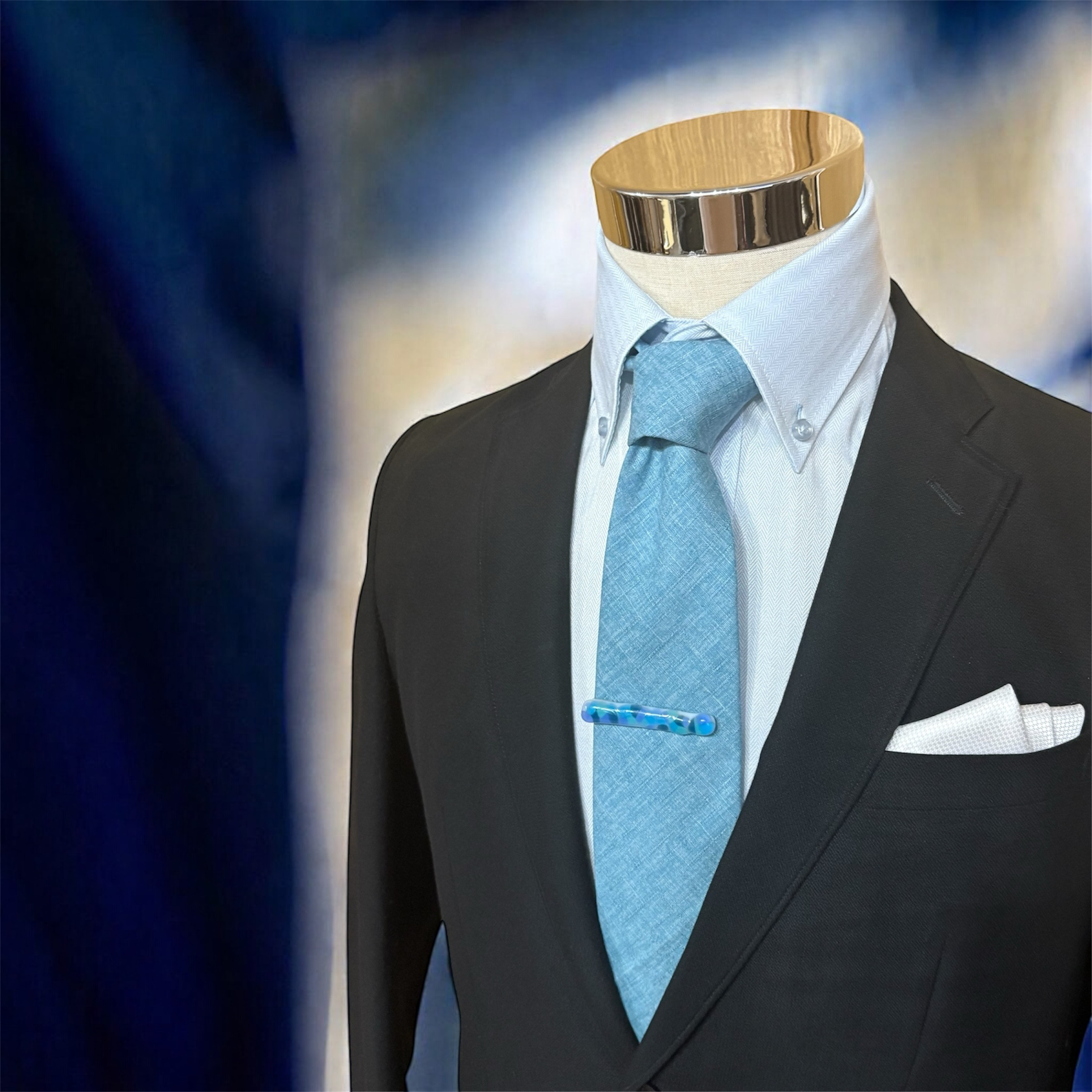 日本の伝統色綿ネクタイ　新色浅縹（あさはなだ）