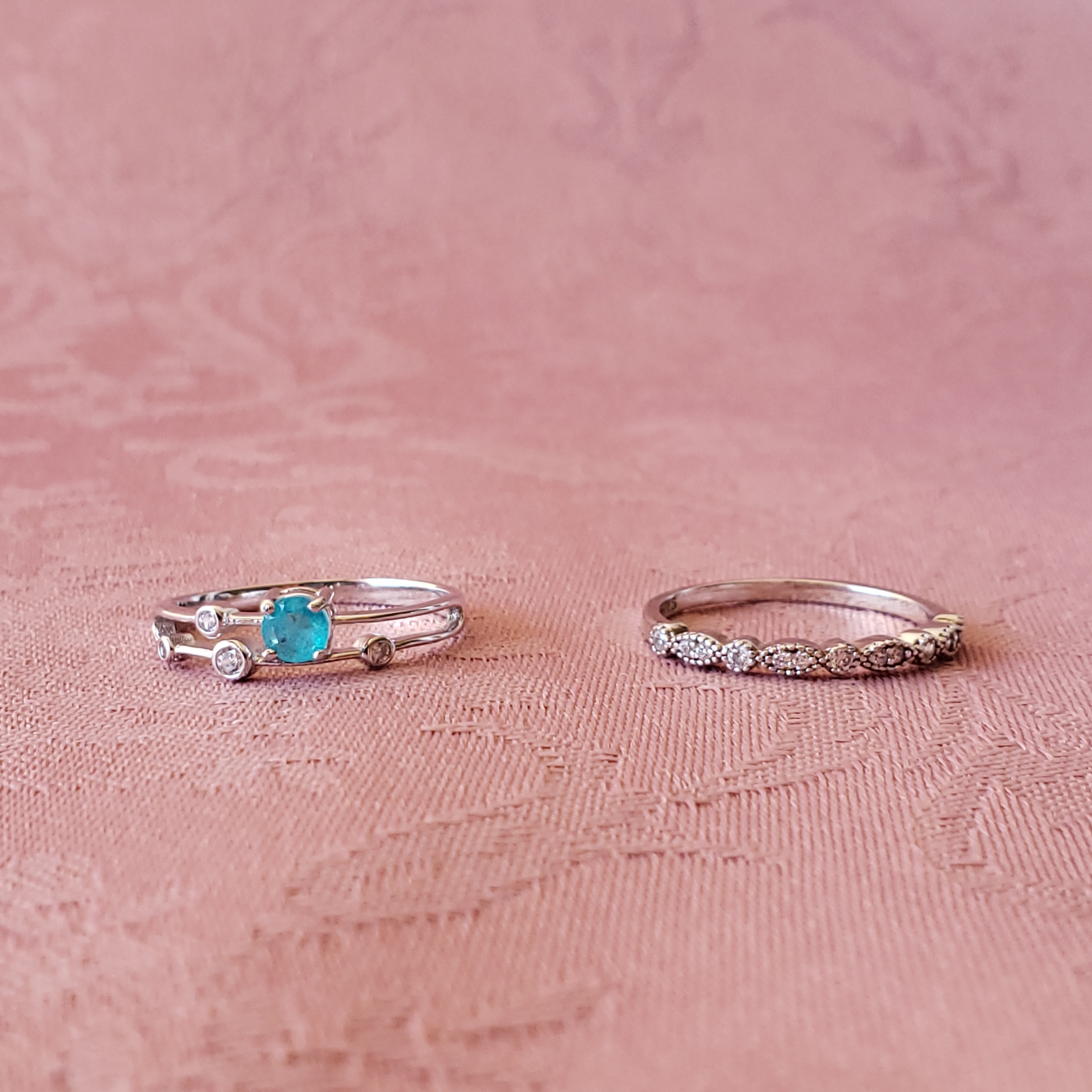 ブラジルブルー　人工パライバトルマリン　ダブレット　シルバーリング　2本セット　13号　1セット　お得