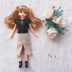 26cmドール用 ブルーのお花とリボン柄パジャマ 2パターン ソランちゃん