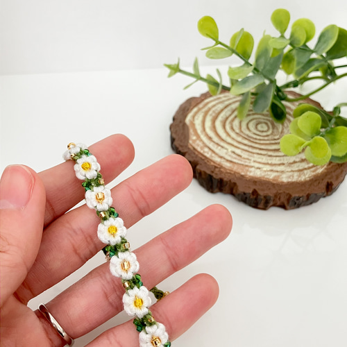 受注製作】マーガレット＊おおきなお花ブレスレット＊定番のお花