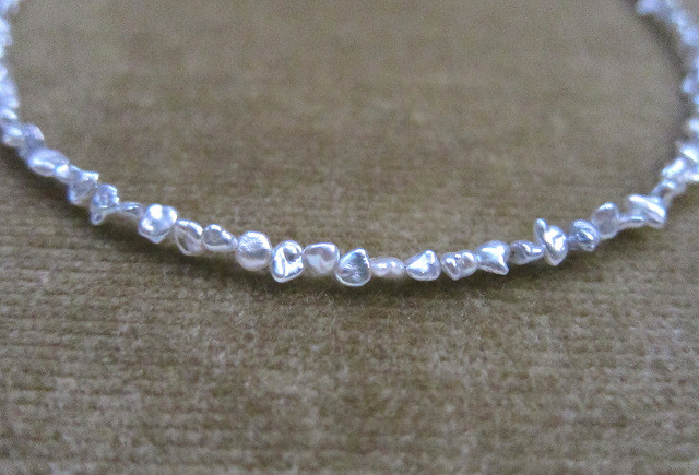 シルバーグレーケシパールネックレス (40cm)