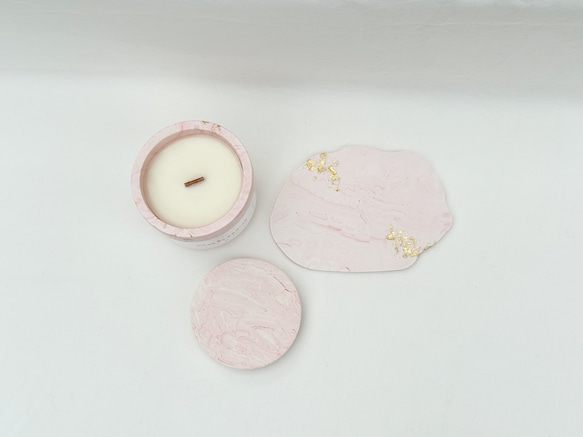 【collaboration】Aroma candle × Jesmonite ピンク 5枚目の画像