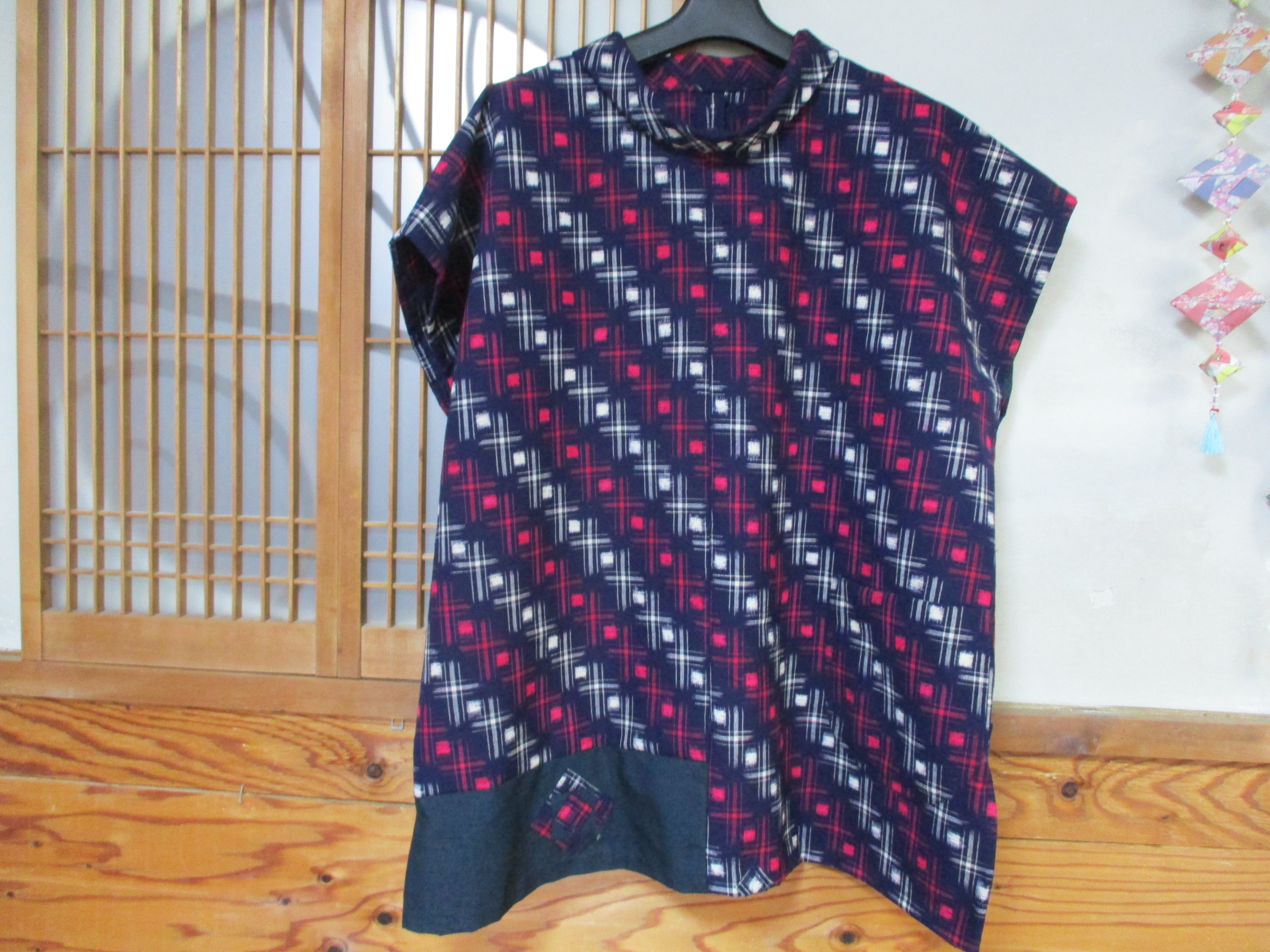 古布リメイク　ロールカラーチュニック 6,942円