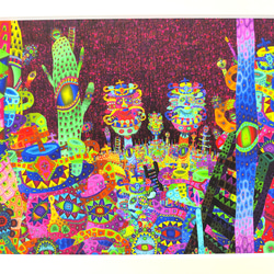 文明と昼寝 高見沢耳のジクレー版画作品 一点物の版画作品です