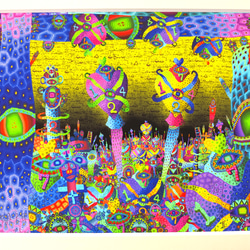過去からの救援要請　高見沢耳のジクレー版画作品　一点物の版画作品です(A4サイズ 過去からの救援要請高見沢耳のジクレー版画作品一点物の版画作品