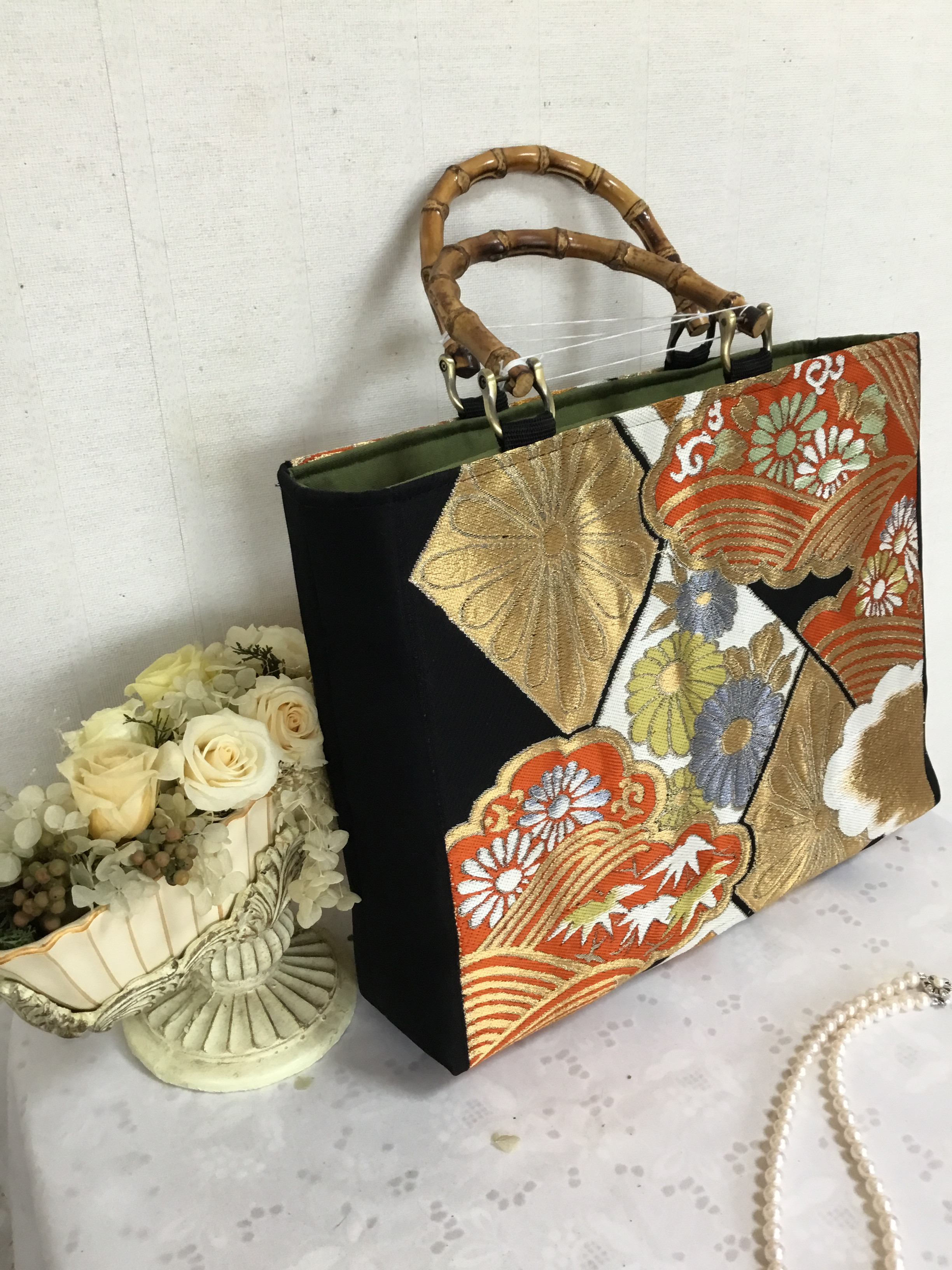 超特価激安 花ぷらら・オリジナル・洋服でも着物でも使える・ハンドメイド バッグ