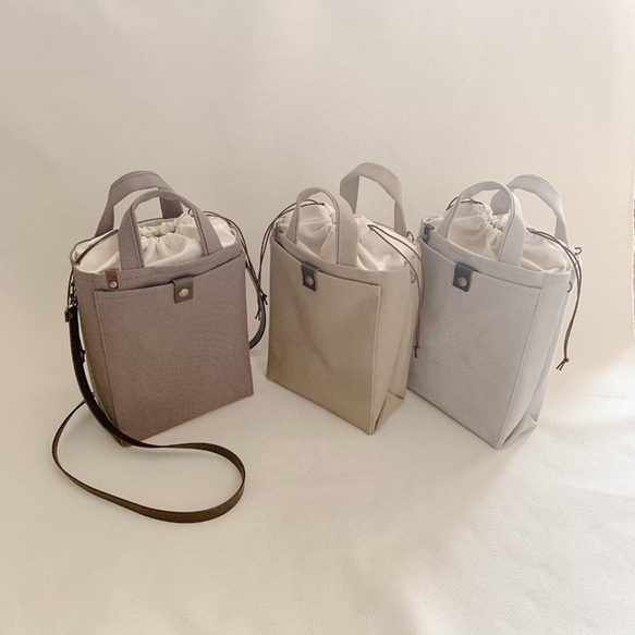 スクエアバッグ ペットボトルカバー ハンドメイド 一本ファスナーで