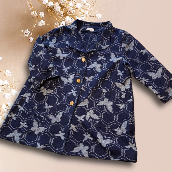 本場久留米絵絣単衣ジャケット⭐送料無料