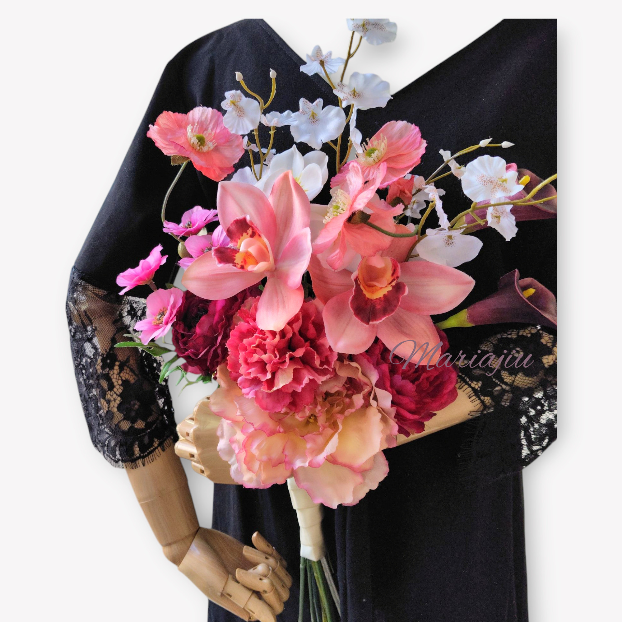 特別価格 華やかなウェディングブーケ  アーティフィシャルフラワー クラッチブーケ  胡蝶蘭