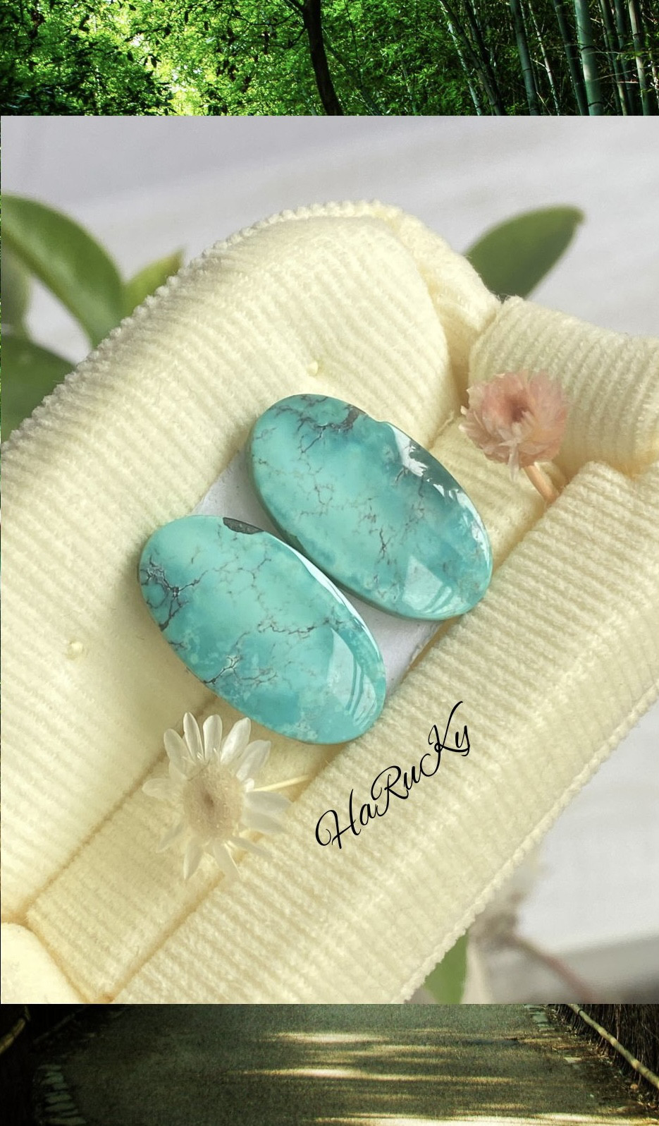 希少レベルの高品質｜フーベイターコイズ 35 ペア 天然石 天然色