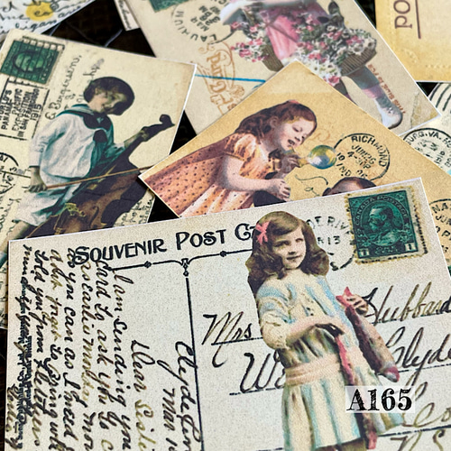 送料無料【A165コラージュ素材】紙モノ/シール 人物 子供 ジャンク
