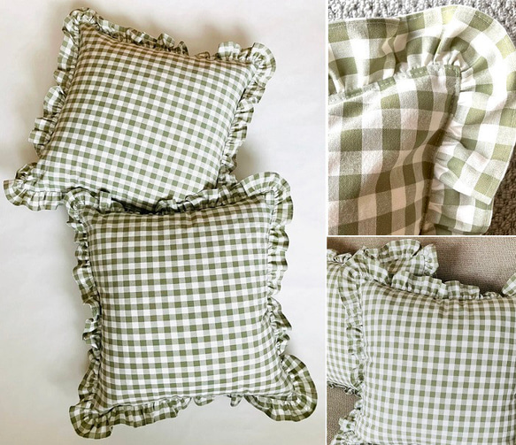 グリーンソファ チェック柄クッション green d お部屋に緑を。グリーン