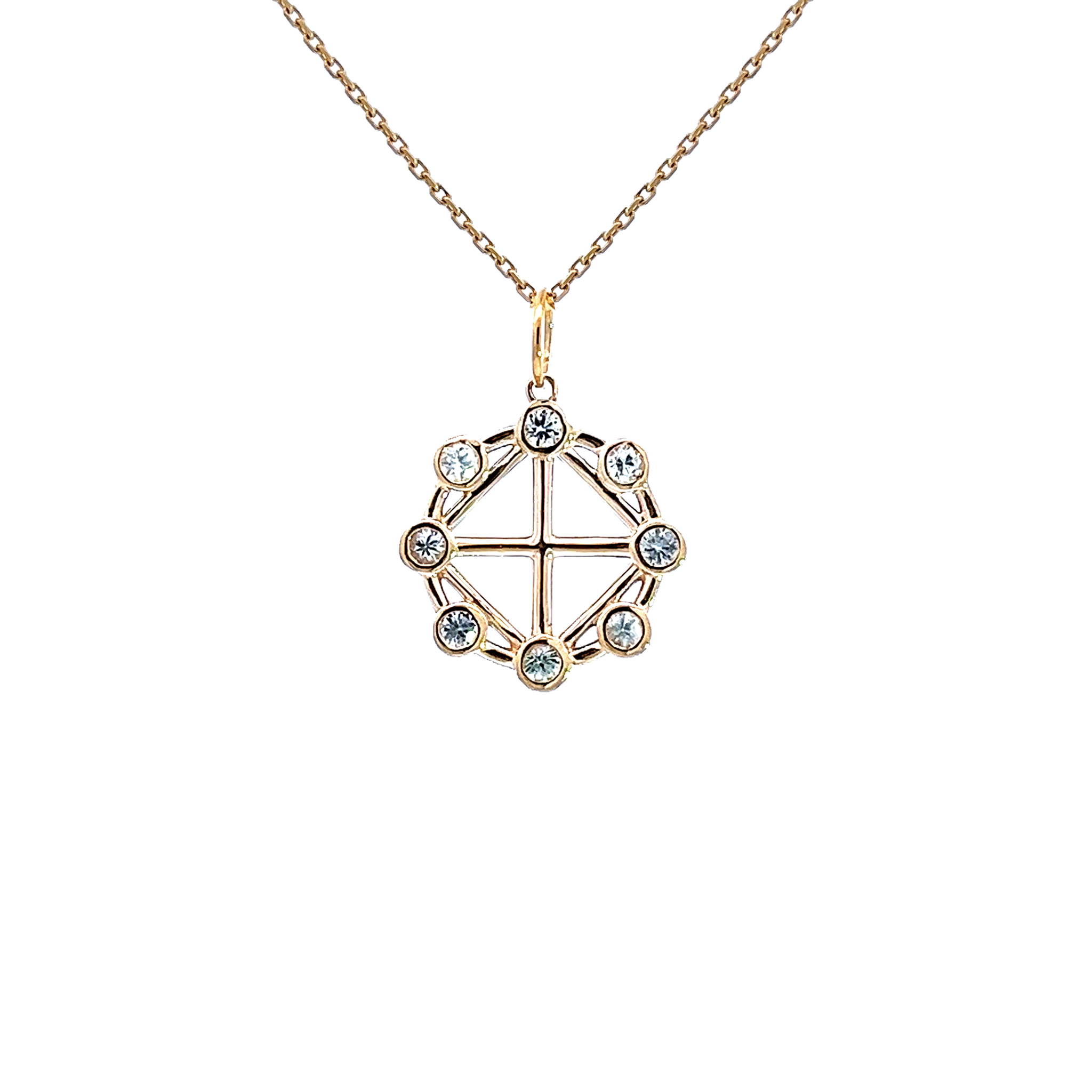 【受注制作】K10YG 13㎜ サンチュノジンギ クリアカラー ペンダントトップ（ホワイトサファイア）