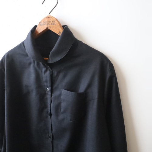 夏ＳＡＬＥ　上質ギマ擬麻コットン　丸襟　シャツ　ジャケット　胸ポケット付き　ゆったり　着丈長め　R39 夏SALE 上質ギマ擬麻コットン 丸襟 シャツ ジャケット 胸