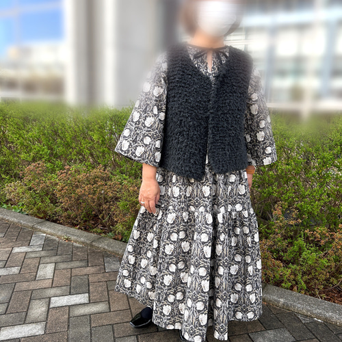 受注製作】 2wayギャザーワンピース ピンパーネル/ブラック ワンピース