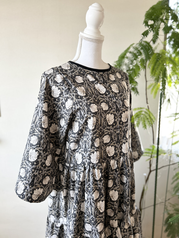 受注製作】 2wayギャザーワンピース ピンパーネル/ブラック ワンピース