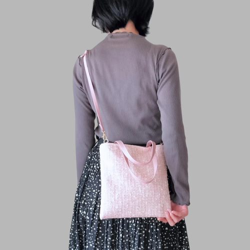 2wayフラットトート Square《Sakura Pink》| サブバッグ