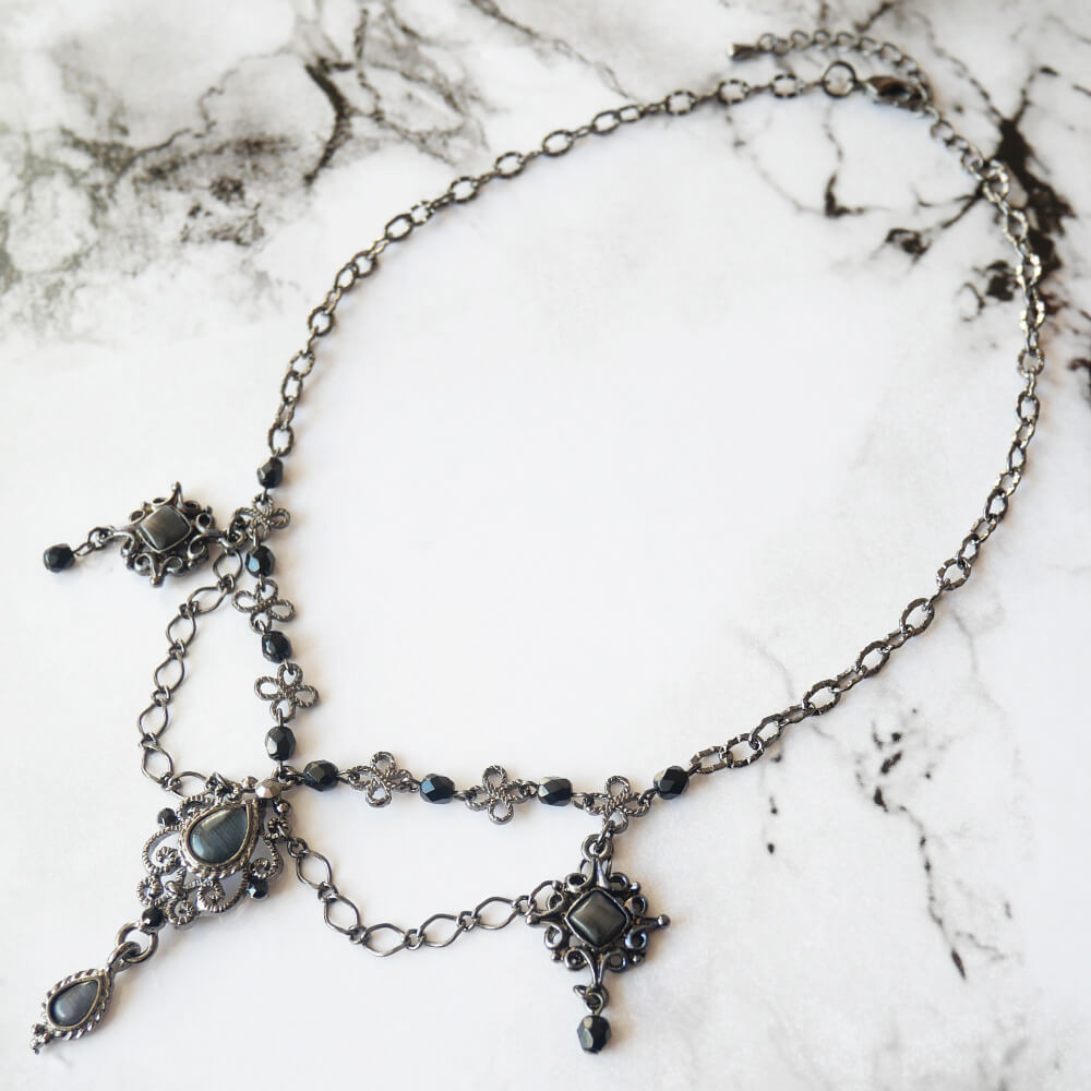 ゴスロリ ガンメタ ショート ネックレス