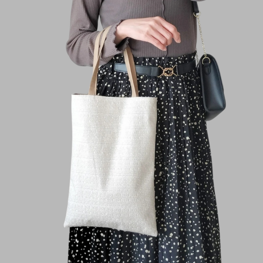 【残り1点】ツイードA4フラットトート《Milky White》| サブバッグ　フォーマル　セレモニー　白　春