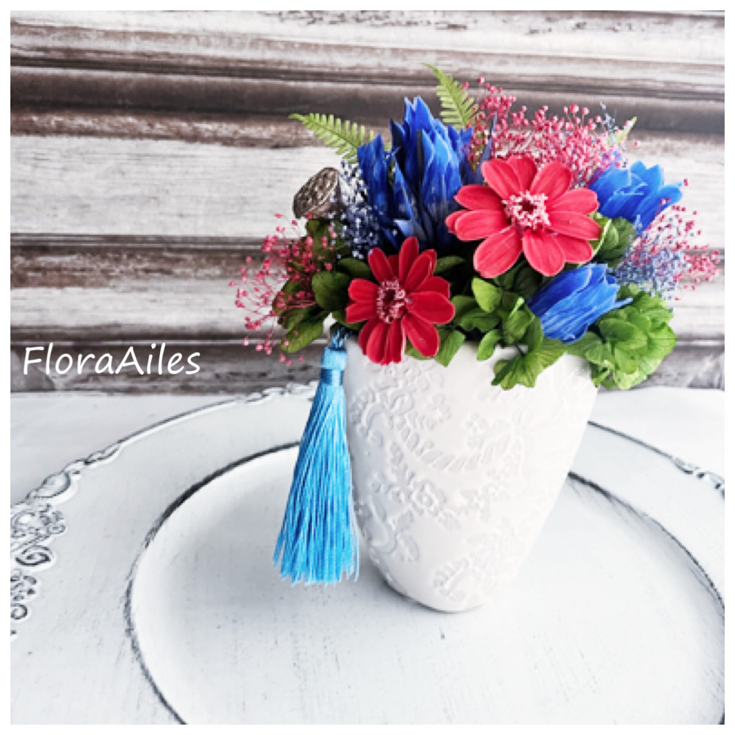 お供えのお花はリンドウとジニア♪仏花、メッセージカード無料