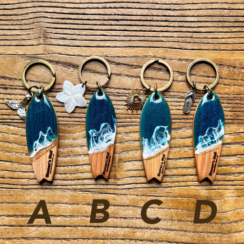 サーフボードレジンキーリング【フィッシュsize7cm】 キーリング