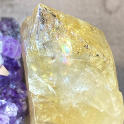 恋愛・ビジネス✨レインボーシトリンクォーツ原石ポイントラフストーン