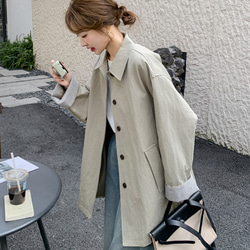 春と秋に着る、立て襟（たてえり）の風呂敷コート（ふろしきコート）のアウター      レディース  丈カット無料 1枚目の画像