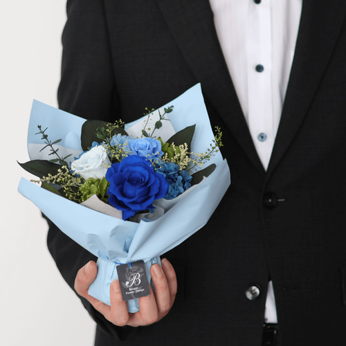 プリザーブドフラワー ギフト 花束 ブーケ おしゃれ バラ 青