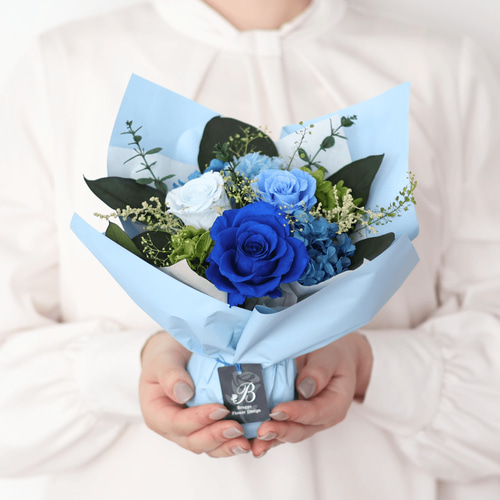 プリザーブドフラワー ギフト 花束 ブーケ おしゃれ バラ 青