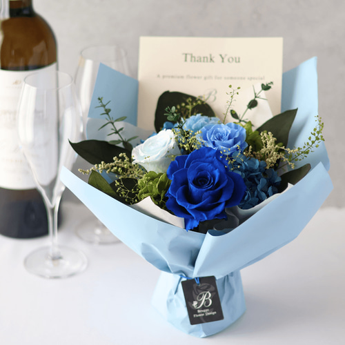 プリザーブドフラワー ギフト 花束 ブーケ おしゃれ バラ 青