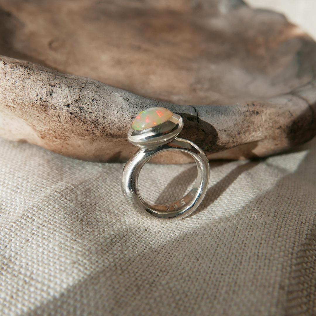 オパールリングsilver925/一点物/ピンキーリング/送料込み